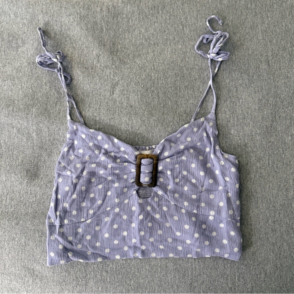 Lavender Polka Dot Camisole with Buckle Design